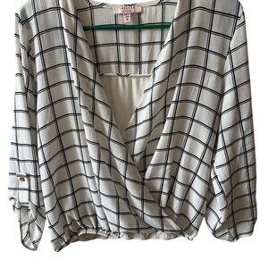 Tempted Black and White Grid Blouse